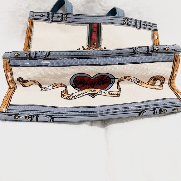 Brighton 2019 "In Love We Trust" 3pc Canvas Tote Bag & 2 Matching Pouch … - Picture 7 of 10